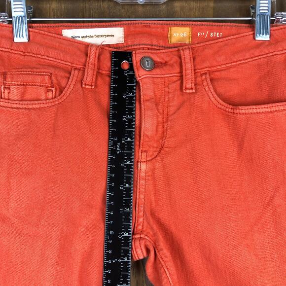 Pilcro and the Letterpress Womens Jeans Orange Fit Capri Cropped Cotton Blend 26 - Picture 8 of 12